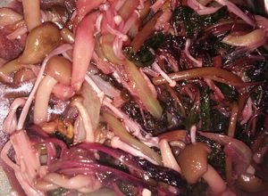 Foto resep Tumis Bayam Merah, Enoki dan Shitake