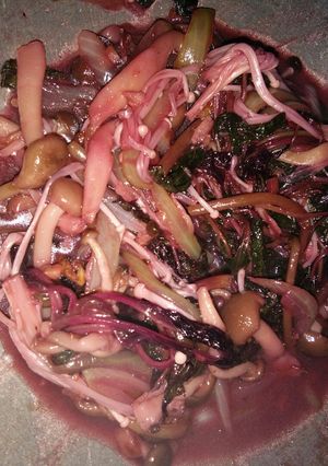 Foto resep Tumis Bayam Merah, Enoki dan Shitake
