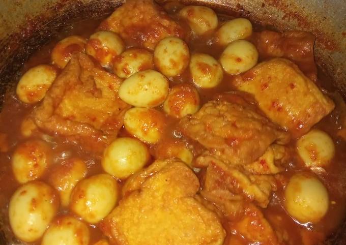 Resep Bali simple telur puyuh+tahu, Bisa Manjain Lidah