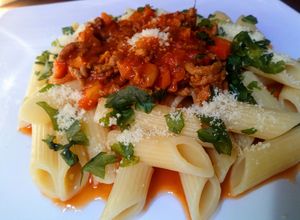 Una foto de Penne Rigate al ragù alla bolognese
