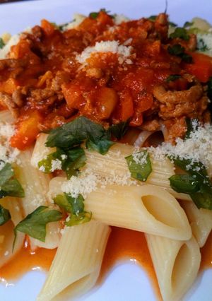 Una foto de Penne Rigate al ragù alla bolognese