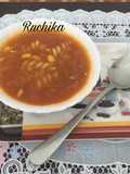 Corn fusilli soup