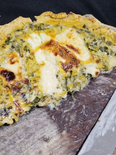Una foto de Tarta de puerro con masa de porotos sin harina de trigo