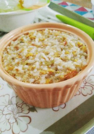 Foto resep MPASI 9m+: Nasi tim kukus daging sayuran