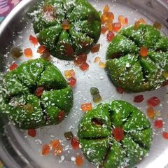 A picture of Kaju katli lotus flower sweet.