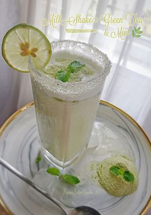 Foto resep Milkshake green tea latte +mint😋