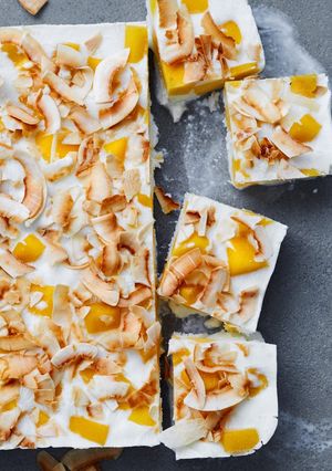 A picture of Mango & Coconut Frozen Yogurt Bites.