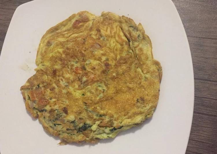 Tortilla saludable con pimiento y espinaca