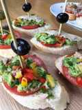 Avocado & Vine Ripened Tomato Crostini (small bites)