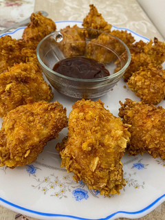 Una foto de Nuggets de pavo caseros airfryer