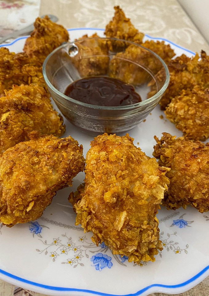 Una foto de Nuggets de pavo caseros airfryer