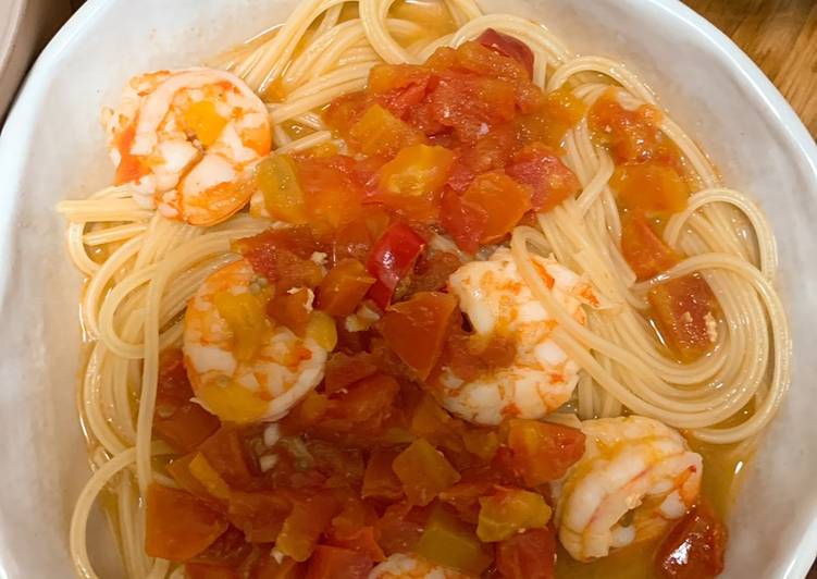 一鍋到底 鮮蝦番茄義大利麵