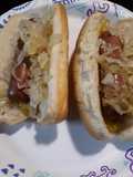 Homemade Fermented Sauerkraut on Hotdogs