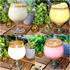 A picture of Flavour Infused Iced Latte In Four Different Types.