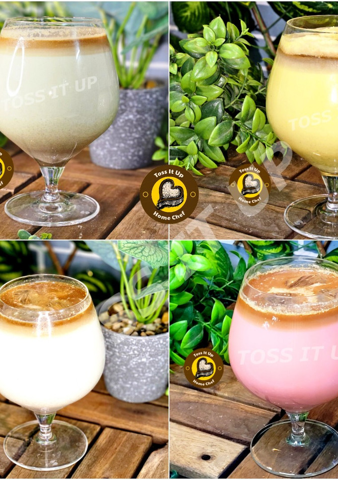 A picture of Flavour Infused Iced Latte In Four Different Types.