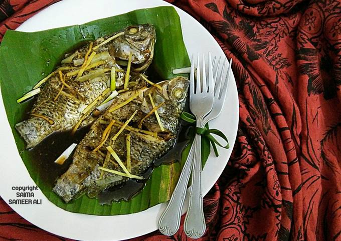 Steamed Fish in banana leaf Recipe by Saima Sameer Ali - Cookpad