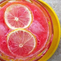 A picture of A cool sip of Watermelonade with a quick bite of Tofu Salad to face the Summer Heat.