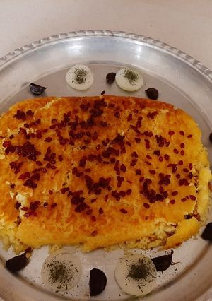 عکسی از دستور ته چین مرغ در تابه دوطرفه