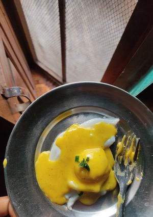 A picture of Poached Egg With The Most Luxurious Hollandaise Sauce.