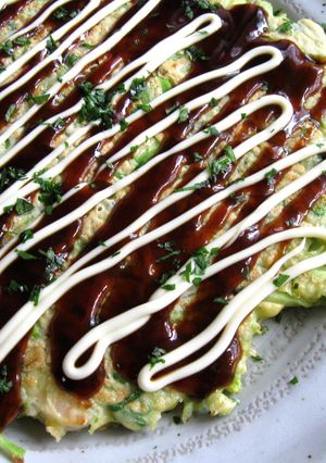 A picture of Broccoli & Prawns Okonomiyaki.