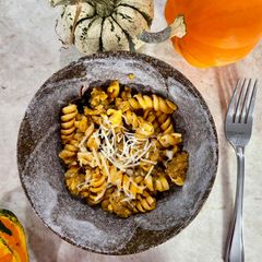 A picture of Pumpkin and Sausage Pasta.