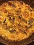 California Farm Leek, Cheese and Ham Casserole, traditional and vegan