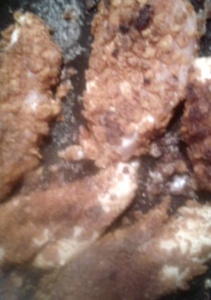 A picture of chili chicken strips.