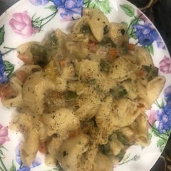 A picture of White Pasta- made by my daughter.