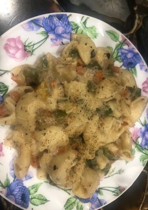 A picture of White Pasta- made by my daughter.