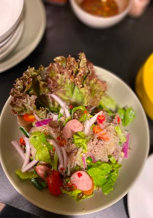 A picture of Spicy Glass Noodle Salad with Ground Beef and German Sausage.