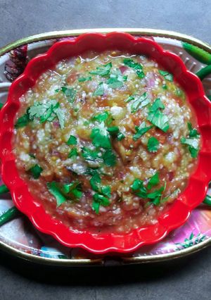 A picture of Brinjal Tomato Chutney.