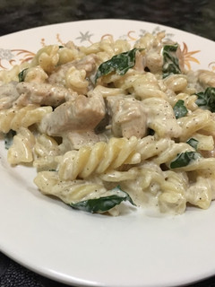 A picture of My Chicken Fettuccine with Spinach.