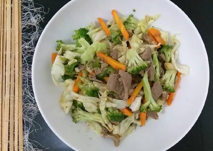 Resep Tumis daging dan sayuran (less oil) yang Bisa Manjain Lidah