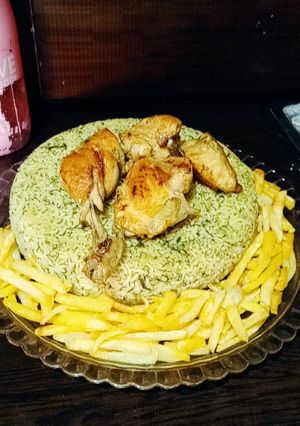 عکسی از دستور شوید پلو، با مرغ سرخ شده
