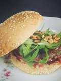 Feta cheese Burger with Roasted figs