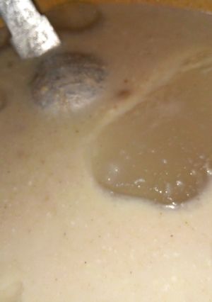 A picture of Millet gruel with fresh cow milk.