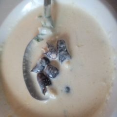 Gooseneck Barnacles (Percebes) in Beer/ChK Broth Creamed w/Parm A picture of Gooseneck Barnacles (Percebes) in Beer/ChK Broth Creamed w/Parm.