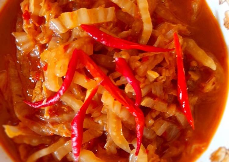 Tumis sawi putih pedas kimchi