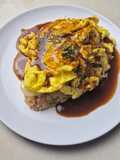 Kichi-kichi Omurice versi halal with demi glace sauce (nasi goreng viral di Jepang)