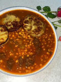 عکسی از دستور قیمه بادمجان با گوجه سبز