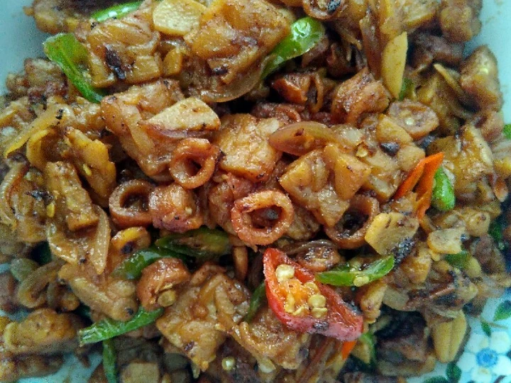 Cara Gampang Membikin Resep  Cumi asin oseng tempe yang Lezat Sekali, Bisa Manjain Lidah