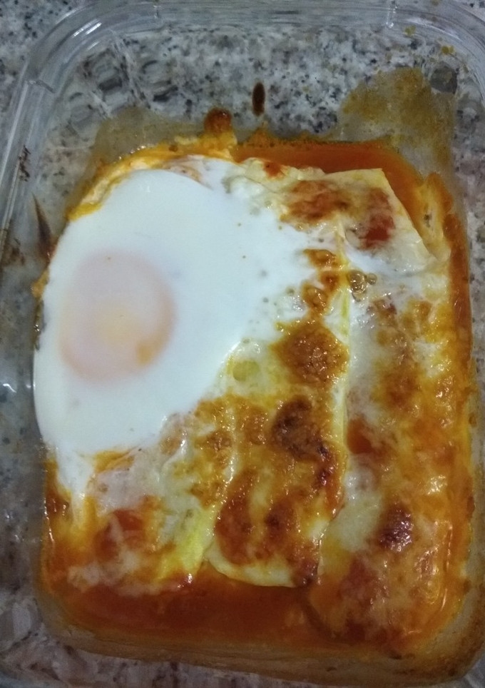 Una foto de 🥒 Calabacín con queso y huevo