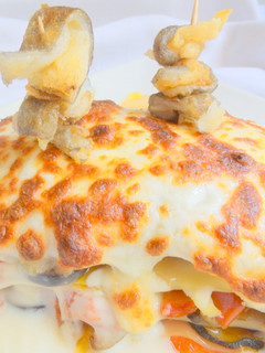 Una foto de Lasaña de bacalao y hortalizas