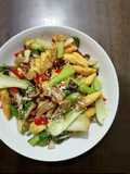 King Oyster Mushroom, Putik Jagung & Bok Choy Tumis Sos Tiram