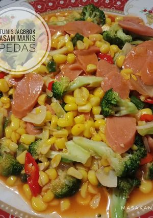 Foto resep Tumis Jagung Brokoli Asam Manis Pedas