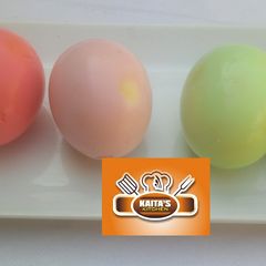 A picture of Coloured boiled eggs.