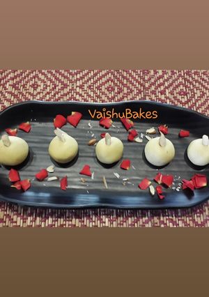 A picture of No Cook Besan and Badam Laddu.