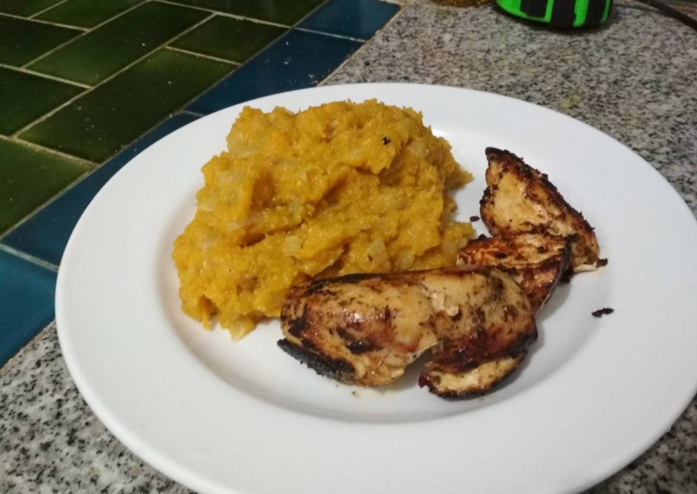 Puré de calabaza con pollo