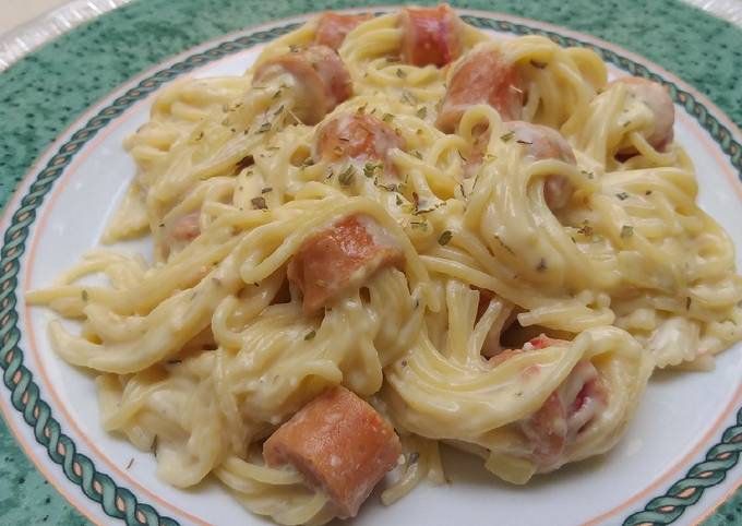 Resep Spaghetti sosis carbonara
