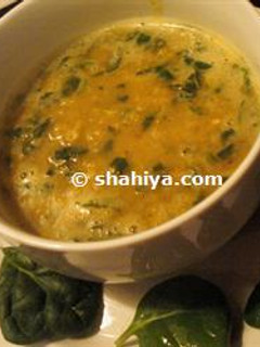 A picture of Red Lentil & Spinach Soup.